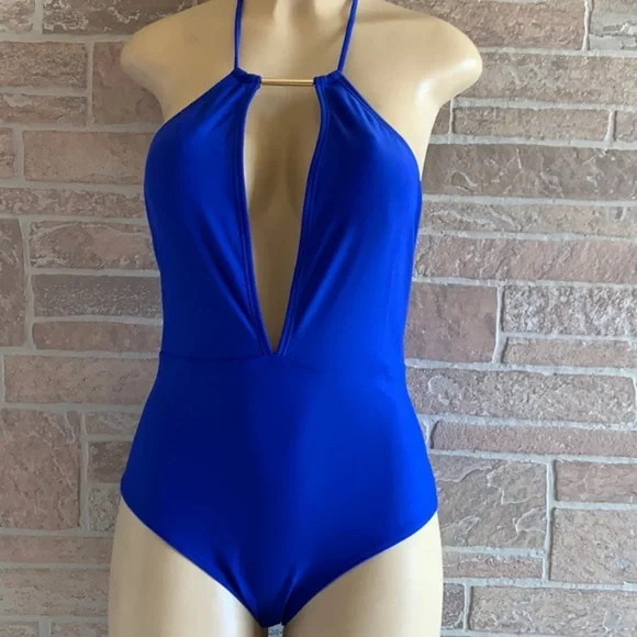 Ted Baker Pikaa Halter Swimsuit Bright Blue - Picture 2 of 4